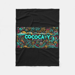 Cococay Beach Bahamas Travel Summer Family Vacatio Fleece Blanket