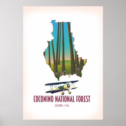 Coconino National Forest Arizona USA map Poster