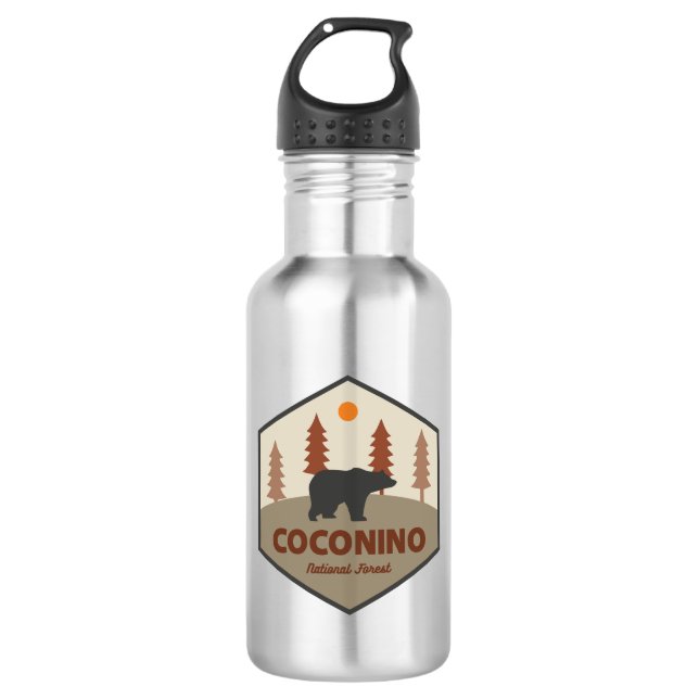 Coconino National Forest Bear Stainless Steel Water Bottle (Front)