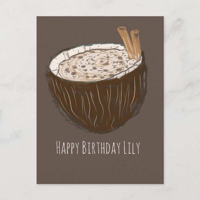 Coconut Art Happy Birthday Name Card (Front)