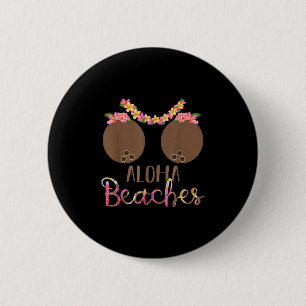 Coconut Bra Flower S Hawaii Aloha Beaches Funny  Button