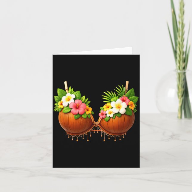 Coconut Bra Halloween Costume DIY Funny Summer Card (Front)