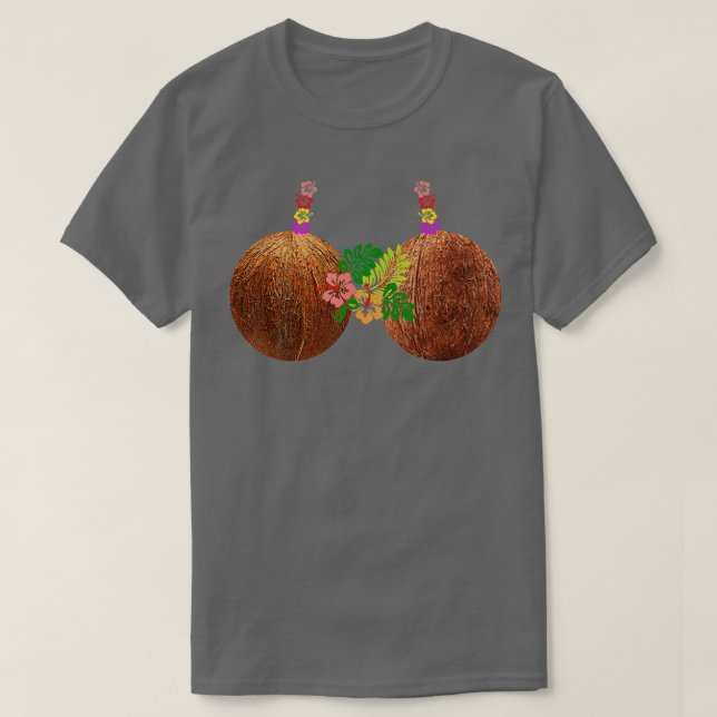 Coconut Bra Hawaii Luau Costume Funny  T-Shirt (Design Front)