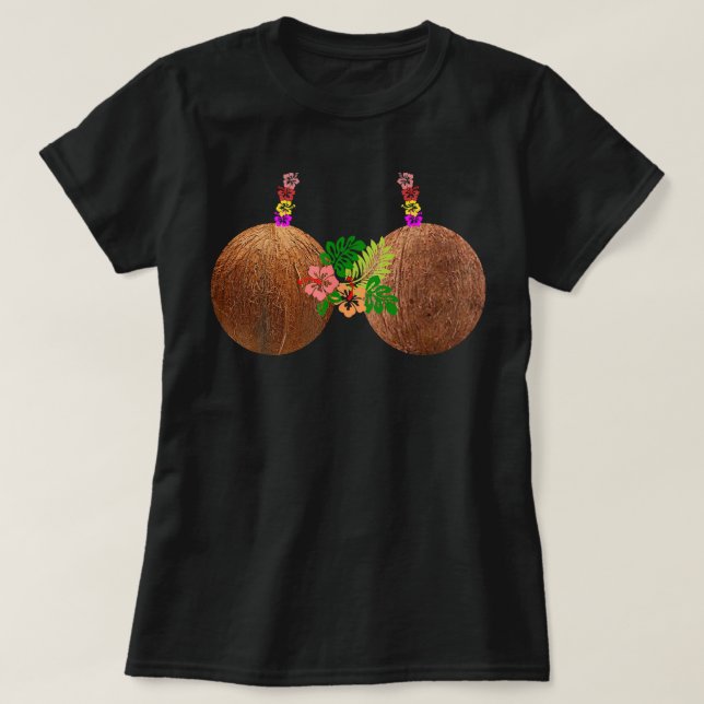 Coconut Bra Hawaii Luau Costume Funny  T-Shirt (Design Front)