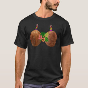 Coconut Bra Hawaii Luau Costume Funny Mens Back Print T-shirt