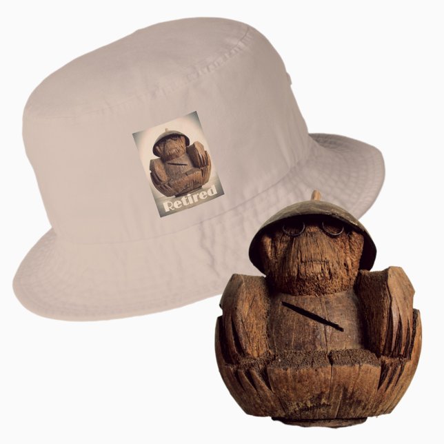 Coconut Carved Monkey Bank Retro Tiki Kitsch Bucket Hat (Creator Uploaded)