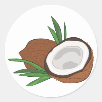 Coconut Classic Round Sticker by Windmilldesigns at Zazzle