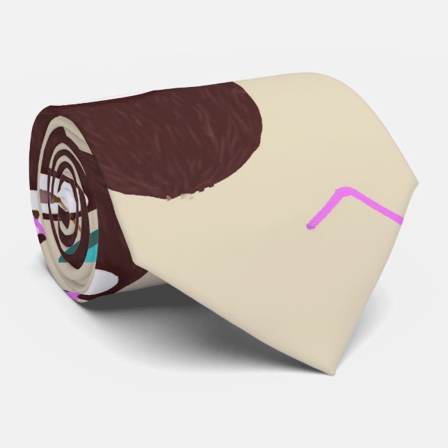 Coconut cocktail with straw pattern - Summer beach Neck Tie (Rolled)