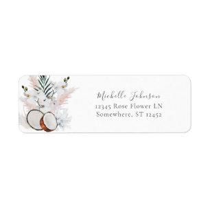 Coconut Coral & White Floral2 Return Address Label