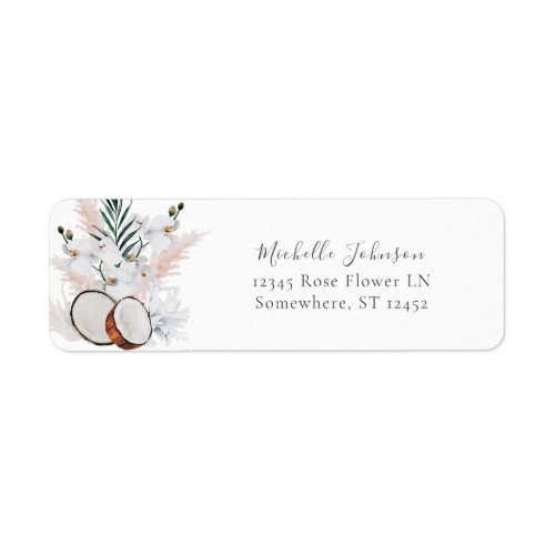 Coconut Coral  White Floral2 Return Address Label