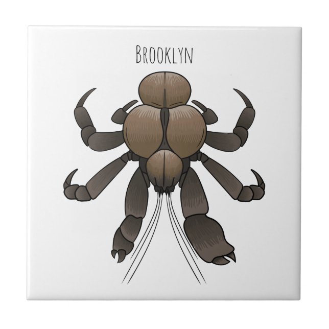 Coconut crab cartoon illustration ceramic tile (Front)