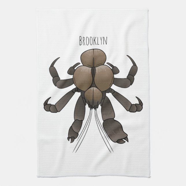 Coconut crab cartoon illustration kitchen towel (Vertical)