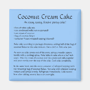 Coconut Cream Cake Recipe on a Magnet