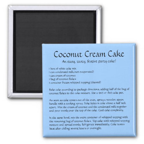 Coconut Cream Cake Recipe on a Magnet