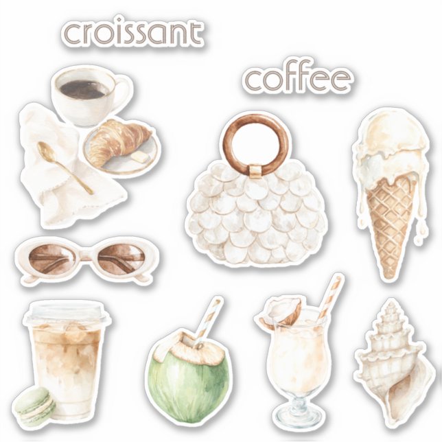 Coconut Croissant & Coffee Sticker (Front)