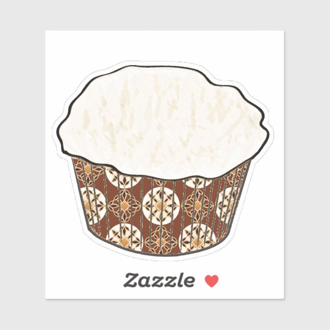 Coconut Cupcake, Chocolate Brown Wrapper Sticker (Sheet)