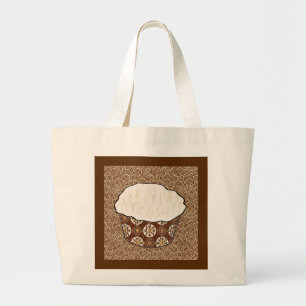 Coconut Cupcake, Japanese Swirl Background Large Tote Bag