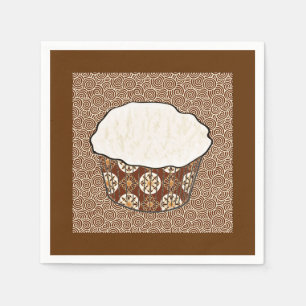 Coconut Cupcake, Japanese Swirl Background Napkins