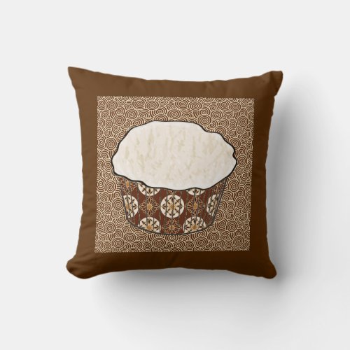 Coconut Cupcake Japanese Swirl Background Throw Pillow