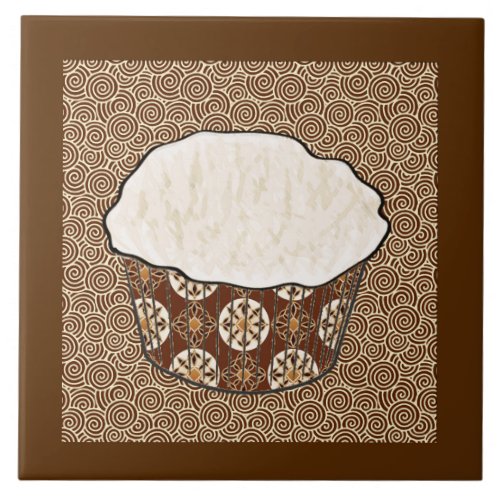 Coconut Cupcake Japanese Swirl Background Tile