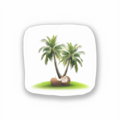 Coconut Day Tree Fruit Sticker