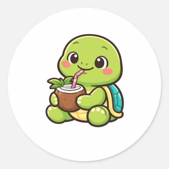 Coconut Drink Chill Classic Round Sticker (Front)