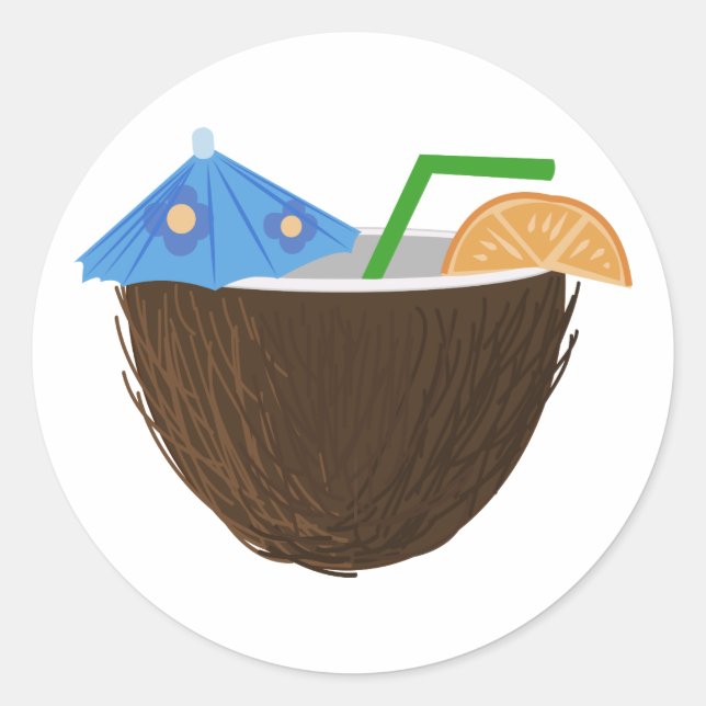 Coconut Drink Classic Round Sticker (Front)