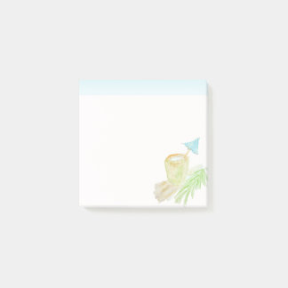 Coconut Drink on Beach Watercolor Pencil Post-it Notes