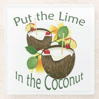 Coconut Drink Tiki Bar Glass Coaster 2 by windyone at Zazzle