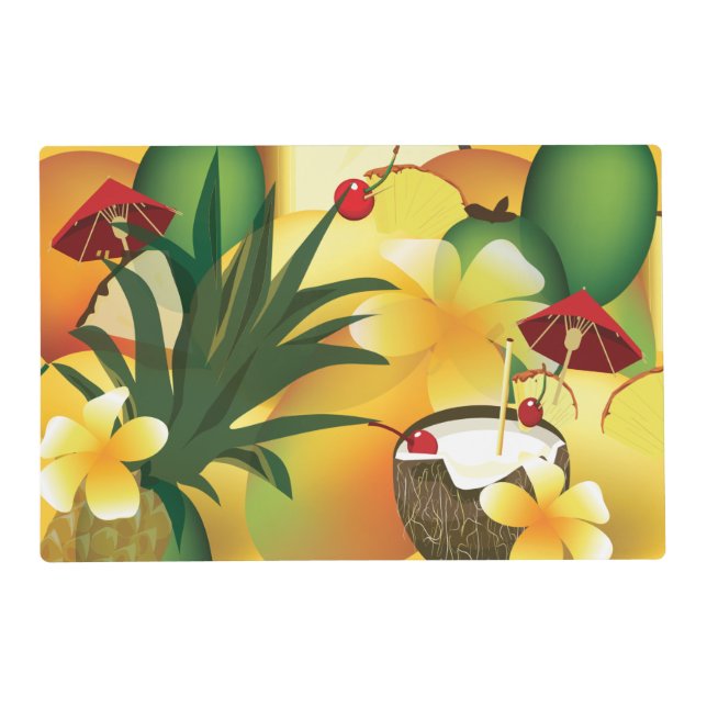 Coconut Drink Tiki Bar Luau Placemat (Front)