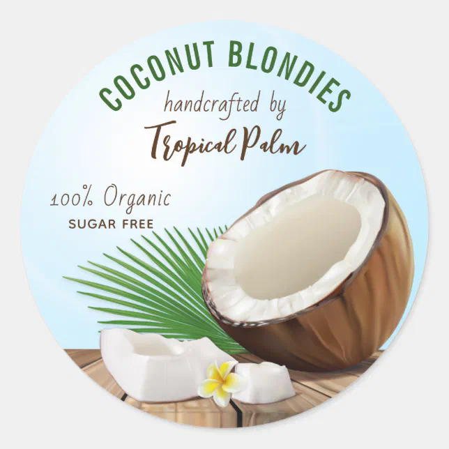 Coconut Fruit Classic Round Sticker | Zazzle