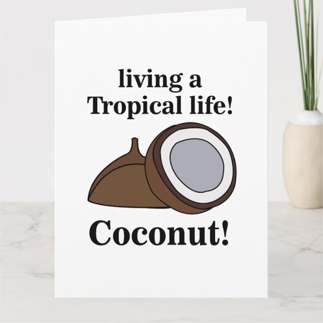 Coconut Fruit Tropical Summer Birthday Card (Front)
