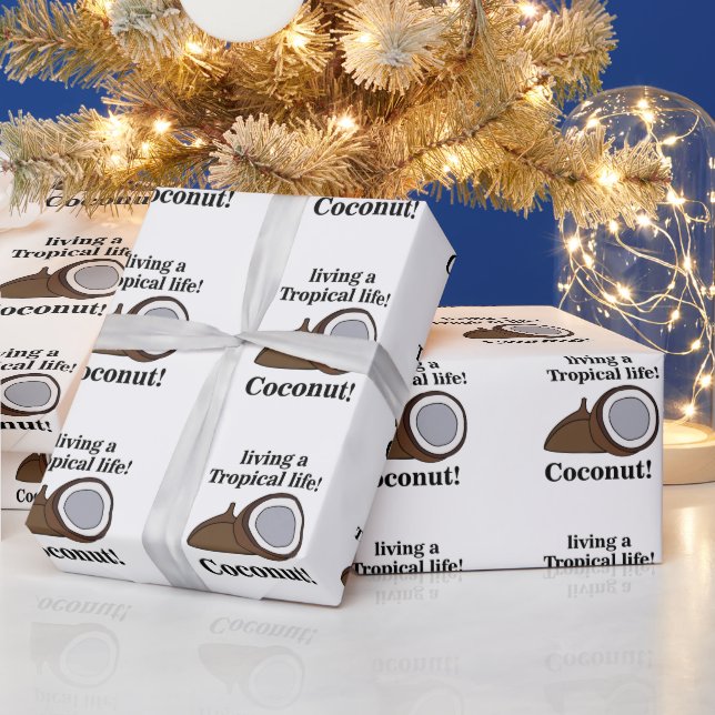 Coconut Fruit Tropical Summer Birthday Wrapping Paper (Holidays)