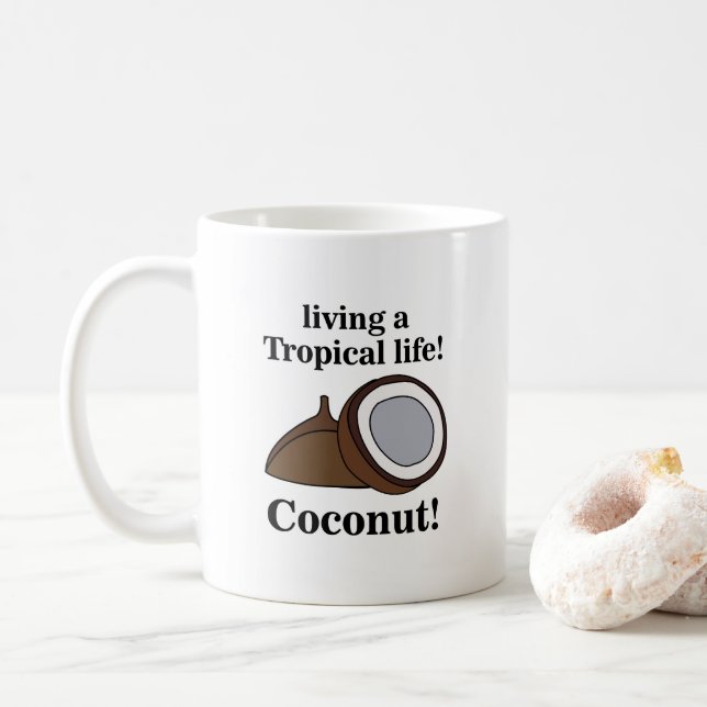 Coconut Fruit Tropical Summer  Coffee Mug (With Donut)