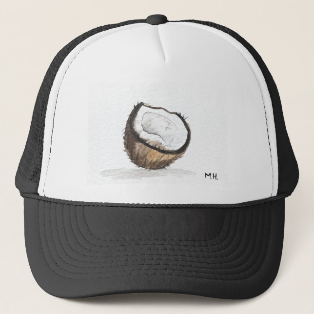Coconut fruit watercolour tropical Exptic Trucker Hat (Front)