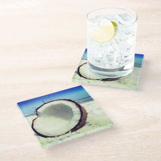 Coconut Glass Coaster (Angled)