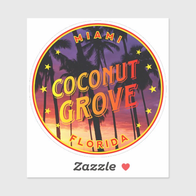Coconut Grove Miami Sunset Florida, Coconut Grove Sticker (Sheet)