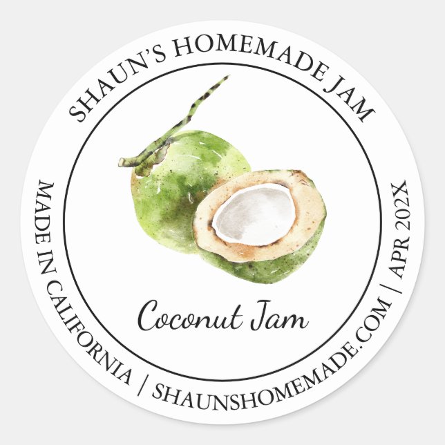 Coconut Jam Modern label (Front)