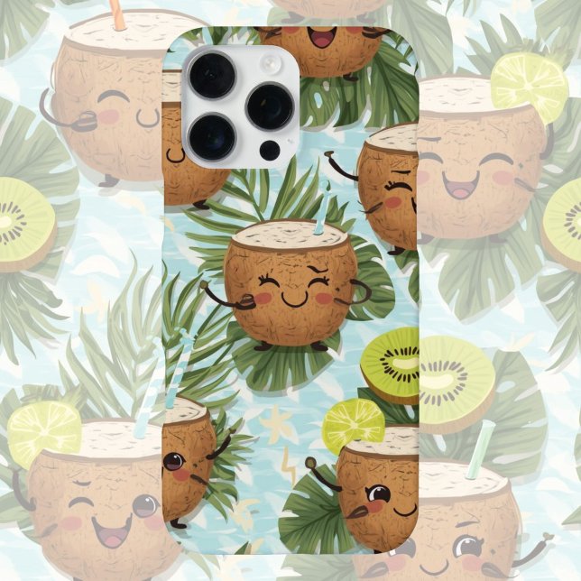 Coconut & Kiwi Coolers | Playful Tropical Fruit  iPhone Case (Creator Uploaded)