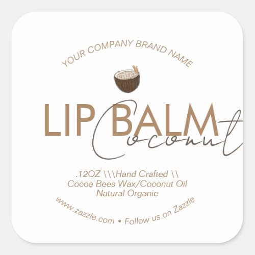  Coconut Lip Balm Scrub Business Packaging    Square Sticker