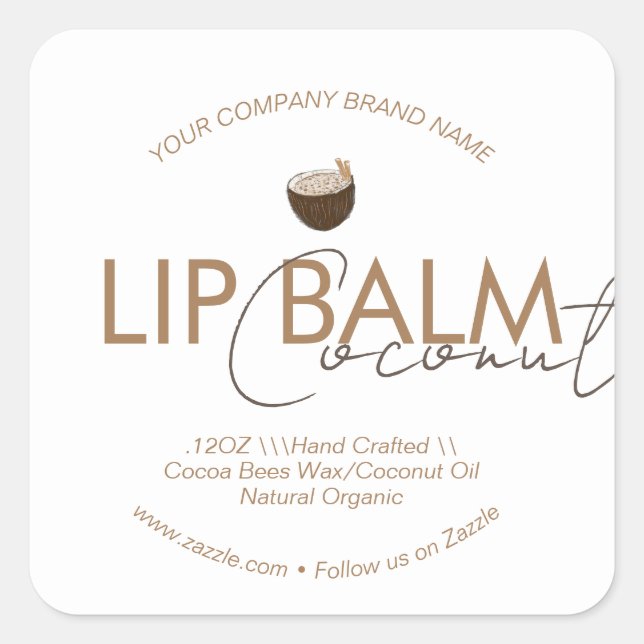 Coconut Lip Balm Scrub Business Packaging    Square Sticker (Front)