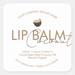 Coconut Lip Balm Scrub Business Packaging    Square Sticker