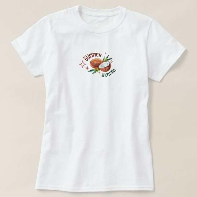 coconut minimal tropical aesthetic summer T-Shirt (Design Front)
