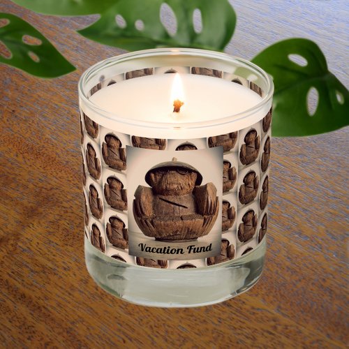 Coconut Monkey Carved Bank Retro Kitsch Jar Scented Candle