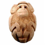 Coconut Monkey Pin Cutout<br><div class="desc">Acrylic photo sculpture pin of a sitting monkey carved from a coconut. See matching acrylic photo sculpture keychain,  magnet,  ornament and sculpture. See the entire Shipwrecked Buttons & Pins collection in the SPECIAL TOUCHES | Party Favors section.</div>