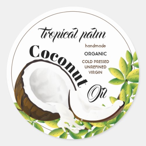 Coconut Oil Classic Round Sticker