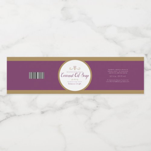 Coconut oil soap purple gold product label
