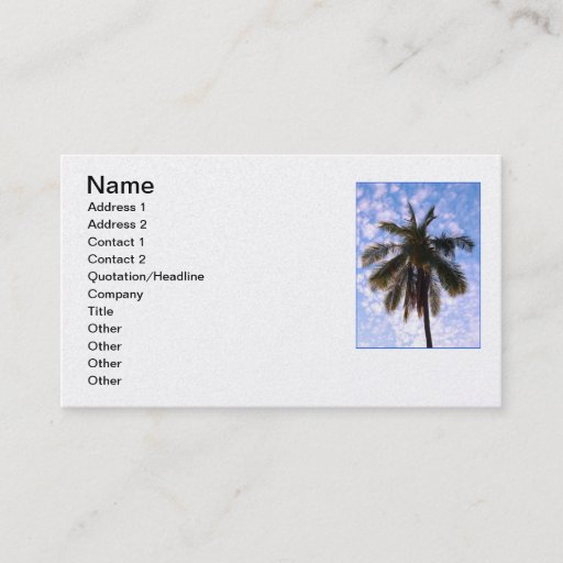Customizable Coconut Palm Business Card Template