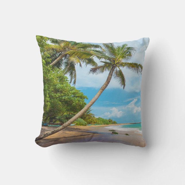 Coconut Palm, Mirissa Beach | Sri Lanka Throw Pillow (Front)