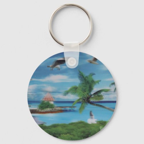 Coconut palm tree beachjpg keychain